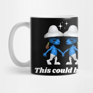 smurf cat we live we love we lie couple this could be us meme Mug